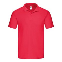 Męska Oryginalna Koszulka Polo. Czerwone koszulki polo męskie Fruit of the Loom, m, bez wzorów, bez kołnierzyka, bez ramiączek. Za 46.99 zł.