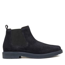 Sztyblety Geox. Niebieskie sztyblety męskie Geox, bez obcasa, bez zapięcia. Za 419.99 zł.
