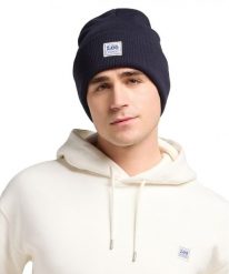 MESKA CZAPKA ZIMOWA LEE WORKWEAR BEANIE RIVET NAVY 112372693. Niebieskie czapki męskie Lee, na zimę, bez wzorów. Za 89.99 zł.