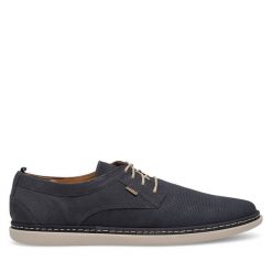 Półbuty Lasocki. Niebieskie codzienne półbuty męskie Lasocki, bez wzorów, bez obcasa, bez zapięcia. Za 199.99 zł.