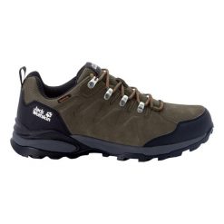 Buty trekkingowe Jack Wolfskin Refugio Texapore Low. Szare buty trekkingowe męskie Jack Wolfskin, bez wzorów, sportowe, bez obcasa, bez zapięcia. Za 429.99 zł.