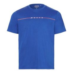 Koszulka polo z grafiką UV ochronną Musto Evo. Niebieskie koszulki polo męskie Musto, m, bez wzorów, bez kołnierzyka, bez ramiączek. Za 248.50 zł.