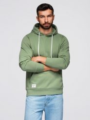 Bluza męska dresowa BASIC kangurka z kapturem - zielona V3 B1674 XL. Zielone bluzy z kapturem męskie Ombre, m, bez wzorów, z dresówki, z kapturem. Za 236.00 zł.
