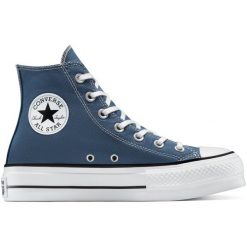 Buty sportowe Converse Chuck Taylor All Star Lift. Niebieskie buty zimowe męskie Converse, bez wzorów, retro, bez obcasa, bez zapięcia. Za 406.30 zł.