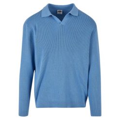 Oversizowy, prążkowany sweter z długim rękawem Urban Classics. Niebieskie swetry męskie Urban Classics, bez wzorów, prążkowane, bez kołnierzyka, bez ramiączek. Za 267.50 zł.