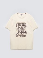 Koszulka męska z linii Authentic z nadrukiem perłowa Patter 103. Białe t-shirty męskie Big Star, l, bez wzorów, z dzianiny, bez kołnierzyka, bez ramiączek. Za 99.99 zł.