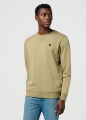 MESKA BLUZA WRANGLER SIGN OFF CREW ALOE 112371463. Bluzy nierozpinane męskie Wrangler, m, bez wzorów, bez ramiączek, bez kaptura. Za 189.99 zł.