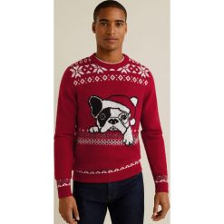 Mango Man - Sweter Bulldog. Brązowe swetry męskie Mango Man, z dzianiny, z okrągłym kołnierzem. Za 139.90 zł.