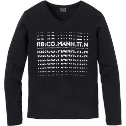 Shirt z długim rękawem i metalicznym nadrukiem SLIM FIT bonprix czarny. Czarne koszulki męskie z długim rękawem bonprix, z nadrukiem, z długim rękawem. Za 54.99 zł.