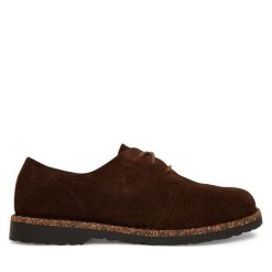 Półbuty Birkenstock. Brązowe codzienne półbuty męskie Birkenstock, bez wzorów, bez obcasa, bez zapięcia. Za 679.99 zł.