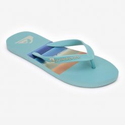Japonki męskie Quiksilver Ocean Explorer. Zielone klapki i japonki męskie Quiksilver, bez wzorów, z kauczuku. W wyprzedaży za 49.99 zł.