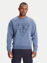 Guess Bluza M5YQ30 KCWR1 Niebieski Regular Fit. Niebieskie bluzy nierozpinane męskie Guess, l, z aplikacjami, z bawełny, bez ramiączek, bez kaptura. Za 319.99 zł.