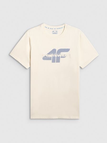 4F T-shirt regular z nadrukiem męski - beżowy 3XL. Brązowe t-shirty męskie 4f, m, bez wzorów, z bawełny, bez kołnierzyka, bez ramiączek. Za 59.99 zł.