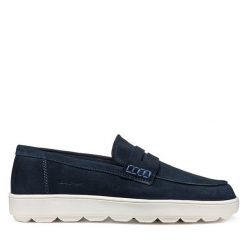 Mokasyny Geox. Niebieskie mokasyny męskie Geox, bez zapięcia. Za 379.99 zł.