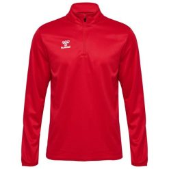 Bluza hmlESSENTIAL HALF-ZIP. Czerwone bluzy nierozpinane męskie HUMMEL, xl, bez wzorów, sportowe, bez ramiączek, bez kaptura. Za 163.50 zł.