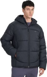 Kurtka puchowa męska 4F M0708 czarna 4FRAW25TDJAM0708 20S S. Czarne kurtki męskie 4f, m, bez wzorów, z puchu, bez ramiączek, bez kaptura. Za 499.23 zł.