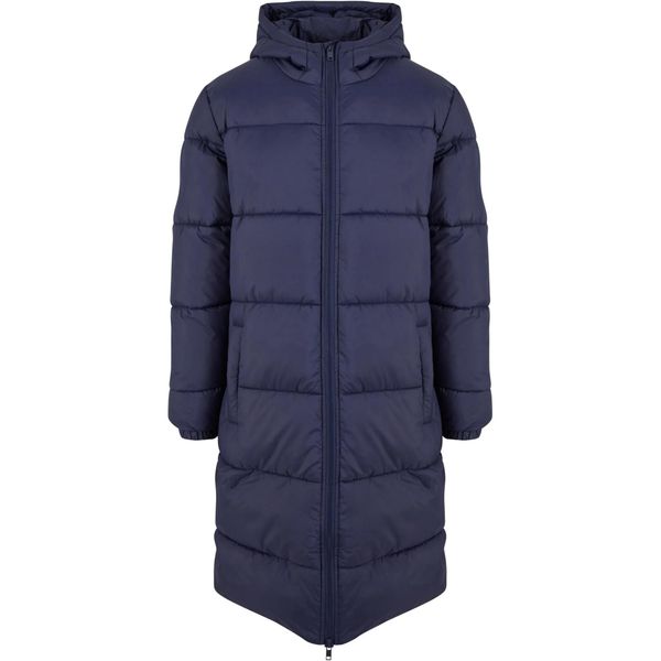 Męska Długa Kurtka Puchowa. Niebieskie kurtki męskie Urban Classics, m, bez wzorów, z puchu, sportowe, bez ramiączek, bez kaptura. Za 367.99 zł.