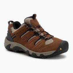 Buty trekkingowe męskie KEEN Headout Waterproof. Brązowe buty trekkingowe męskie Keen, bez wzorów, bez zapięcia. Za 409.99 zł.