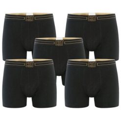 CR7 Bokserki męskie 5-pack czarno‑złote S. Czarne bokserki męskie Cruyff, m, bez wzorów, z bawełny. Za 244.99 zł.