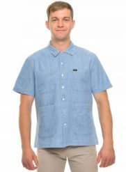 LEE 4 PKT RESORT SHIRT RELAXED FIT MĘSKA KOSZULA JEANSOWA KRÓTKI RĘKAW SUMMER BLUE L67QNSNJ 112116936. Niebieskie koszule męskie Lee, l, bez wzorów, z jeansu, bez kołnierzyka, bez ramiączek. Za 159.99 zł.