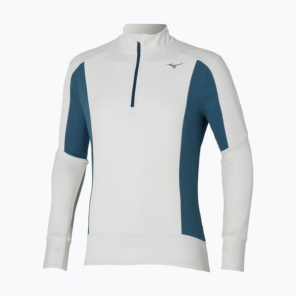 Bluza do biegania męska Mizuno Warmalite Half Zip. Białe bluzy nierozpinane męskie Mizuno, m, bez wzorów, sportowe, bez ramiączek, bez kaptura. Za 309.99 zł.