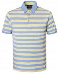 Bawełniana, Męska Koszulka Polo - Pako Jeans - Żółte Pasy. Szare koszulki polo męskie Pako Jeans, l, bez wzorów, z bawełny, casualowe, bez kołnierzyka, bez ramiączek. Za 129.00 zł.