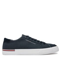 Tenisówki Tommy Hilfiger. Niebieskie trampki męskie Tommy Hilfiger, bez wzorów, bez zapięcia. Za 349.99 zł.