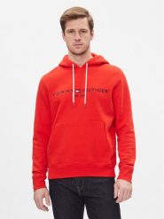 Tommy Hilfiger Bluza Tommy Logo Hoody MW0MW11599 Czerwony Regular Fit. Czerwone bluzy nierozpinane męskie Tommy Hilfiger, m, bez wzorów, z syntetyku, bez ramiączek, bez kaptura. Za 399.99 zł.