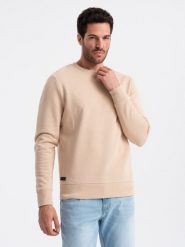 Nierozpinana męska bluza dresowa BASIC – beżowa V6 - Rozmiar: L. Brązowe bluzy nierozpinane męskie Ombre Clothing, l, bez wzorów, z dresówki, klasyczne, bez ramiączek, bez kaptura. W wyprzedaży za 149.99 zł.