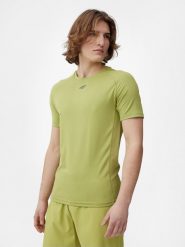 4F Koszulka do biegania szybkoschnąca męska M. Zielone t-shirty męskie 4f, m, bez wzorów, z dzianiny, bez kołnierzyka, bez ramiączek. Za 149.99 zł.