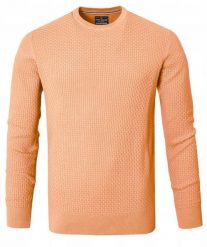 Lekki, Męski Sweter Bawełniany - Pako Jeans - Brzoskwiniowy. Pomarańczowe kardigany męskie Pako Jeans, l, bez wzorów, z bawełny, bez ramiączek. Za 189.00 zł.
