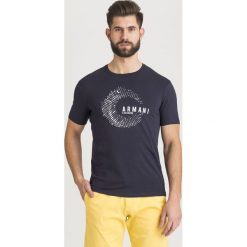 T-SHIRT Armani Exchange. Niebieskie t-shirty męskie Armani Exchange, l, bez wzorów, z bawełny, bez kołnierzyka, bez ramiączek. Za 195.30 zł.