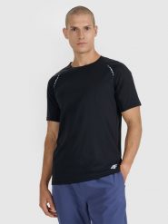 4F Koszulka do biegania w terenie szybkoschnąca męska - czarna XXL. Czarne t-shirty sportowe męskie 4f, l, bez wzorów, z materiału, klasyczne, bez ramiączek. Za 129.99 zł.