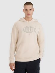 4F Bluza dresowa nierozpinana z kapturem męska - beżowa M. Brązowe bluzy nierozpinane męskie 4f, m, bez wzorów, z bawełny, sportowe, bez ramiączek, z kapturem. W wyprzedaży za 99.99 zł.