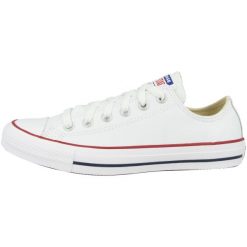 Trampki Converse Chuck Taylor Ox Leather. Białe trampki męskie Converse, bez wzorów, ze skóry, bez zapięcia. W wyprzedaży za 390.00 zł.