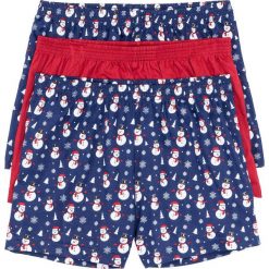 Luźniejsze bokserki z dżerseju z zimowym motywem (3 pary) bonprix niebiesko-biało-czerwony z nadrukiem. Bokserki męskie marki bonprix. Za 53.97 zł.