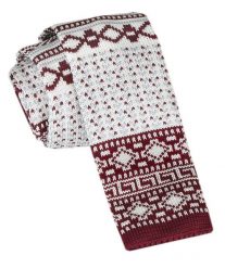 Krawat Knit (Dzianinowy) - Wzór Norweski - Świąteczny - Alties - Biało-czerwony. Czerwone krawaty i muchy męskie Alties, bez wzorów, z dzianiny, sportowe. Za 55.00 zł.