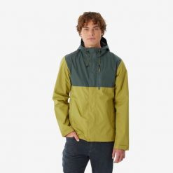 Kurtka turystyczna męska Quechua NH500 wodoodporna. Zielone kurtki męskie QUECHUA, l, bez wzorów, z materiału, sportowe, bez ramiączek, bez kaptura. Za 159.99 zł.