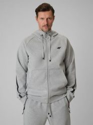 4F Bluza dresowa regular z kapturem męska - szara L. Szare bluzy z kapturem męskie 4f, l, bez wzorów, z bawełny, z kapturem. Za 199.99 zł.
