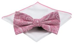 Mucha Męska z Poszetką (Zestaw) - Chattier - Wzór Orientalny, Różowa. Czerwone krawaty i muchy męskie Chattier, bez wzorów, eleganckie. Za 59.00 zł.
