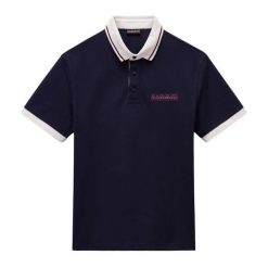 Koszulka polo męska Napapijri E-Zeri. Niebieskie koszulki polo męskie Napapijri, m, bez wzorów, bez kołnierzyka, bez ramiączek. Za 189.99 zł.