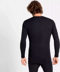 Odlo Men's ACTIVE WARM ECO Baselayer Long-Sleeved Shirt with Round Neck, Black, L. Czarne bielizna termoaktywna męska Odlo, l, bez wzorów, bez ramiączek. Za 180.51 zł.