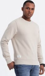 Ombre Męska bluza dresowa BASIC z okrągłym dekoltem - jasnobeżowa V1 OM-SSBN-0175 XXL. Brązowe bluzy nierozpinane męskie Ombre, m, bez wzorów, z dresówki, bez ramiączek, bez kaptura. Za 89.99 zł.