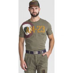 T-SHIRT Aeronautica Militare. Zielone t-shirty męskie Aeronautica Militare, l, bez wzorów, z bawełny, bez kołnierzyka, bez ramiączek. Za 219.00 zł.