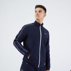 Kurtka do tenisa męska Artengo Soft. Niebieskie kurtki męskie ARTENGO, na zimę, m, bez wzorów, z bawełny, sportowe, bez ramiączek, bez kaptura. Za 129.99 zł.
