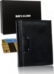 Ronaldo Duży skórzany czarny portfel męski Ronaldo. Czarne portfele męskie RONALDO, bez wzorów. Za 87.99 zł.