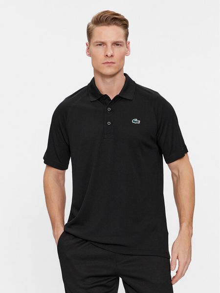 Lacoste Polo DH3201 Czarny Regular Fit. Czarne koszulki polo męskie Lacoste, m, bez wzorów, z syntetyku, bez kołnierzyka, bez ramiączek. Za 369.99 zł.