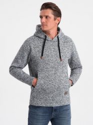 Bluza męska nierozpinana kangurka z kapturem - szary melanż V1 B1675 M. Szare bluzy z kapturem męskie Ombre, m, bez wzorów, z kapturem. Za 181.54 zł.