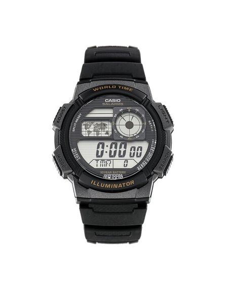Casio Zegarek AE-1000W-1AVEF Czarny. Czarne, cyfrowe zegarki męskie Casio. Za 199.99 zł.
