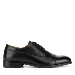 Półbuty GINO ROSSI. Czarne eleganckie półbuty męskie Gino Rossi, wizytowe, bez obcasa, bez zapięcia. Za 349.99 zł.
